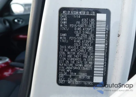 2014 Nissan Juke Sv из США, поврежденный, VIN JN8AF5MV0ET364077